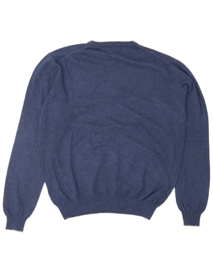 HENRY COTTONS Mens Crew Neck Jumper Sweater Medium Navy Blue Wool