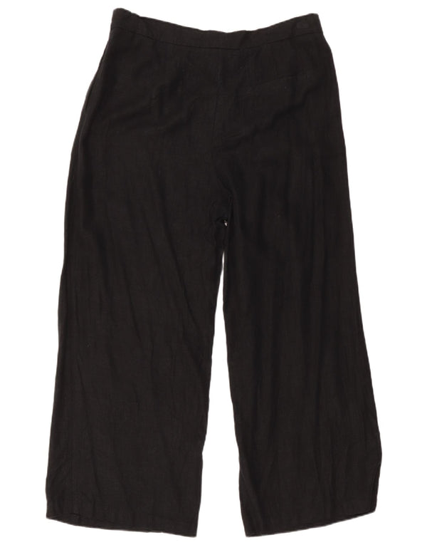 Marks & Spencer Womens Wide Leg Chino Trousers UK 14 Large W32 L27 Black