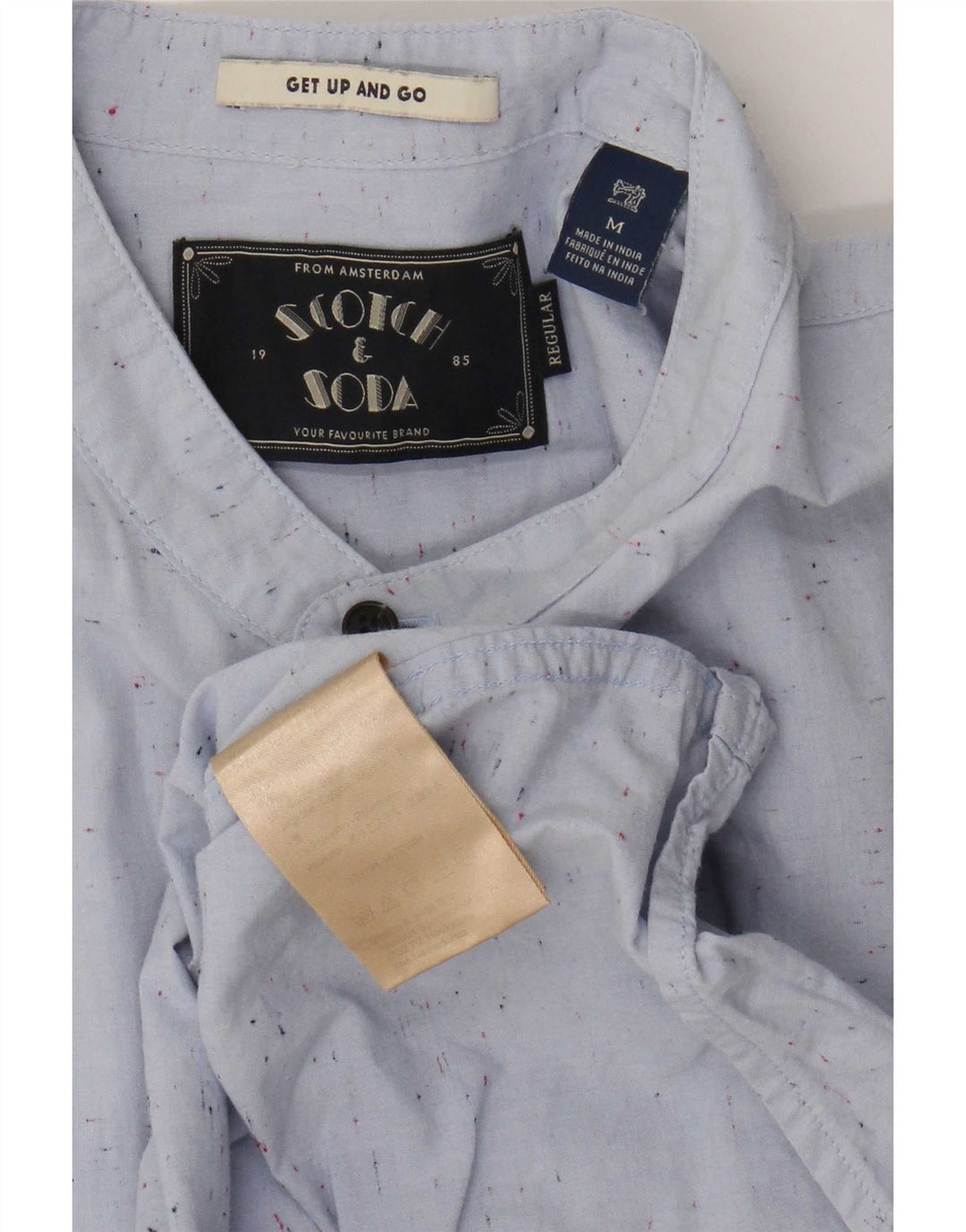 Scotch & Soda Mens Shirt Medium Blue Flecked Cotton