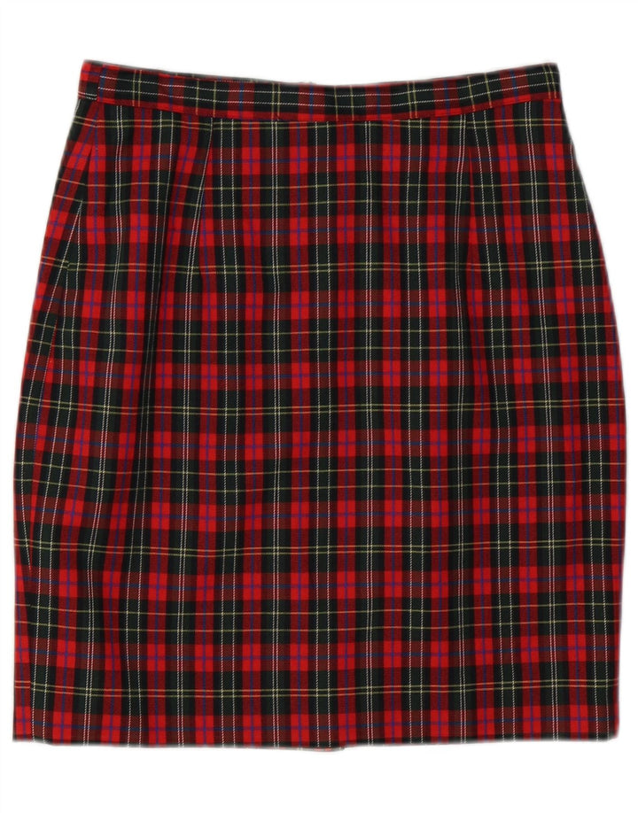Vintage Womens Pencil Skirt IT 44 Medium W28  Red Check Virgin Wool