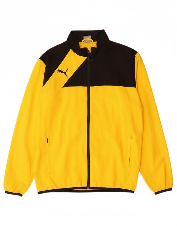 Puma Mens Tracksuit Top Jacket Medium Yellow Colourblock Polyester