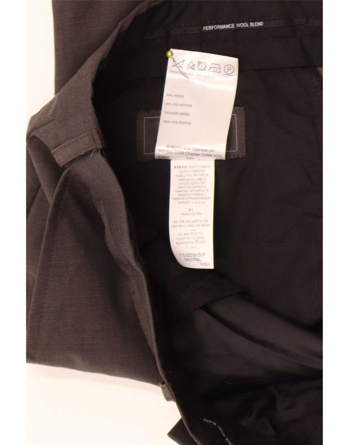 Marks & Spencer Mens Regular Fit Suit Trousers W36 L29 Brown Wool