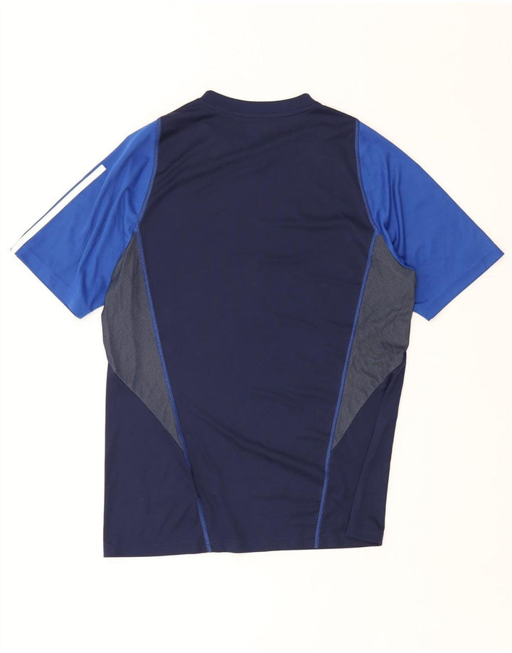 ADIDAS Mens Aeroready Slim Fit T-Shirt Top Medium Navy Blue Colourblock