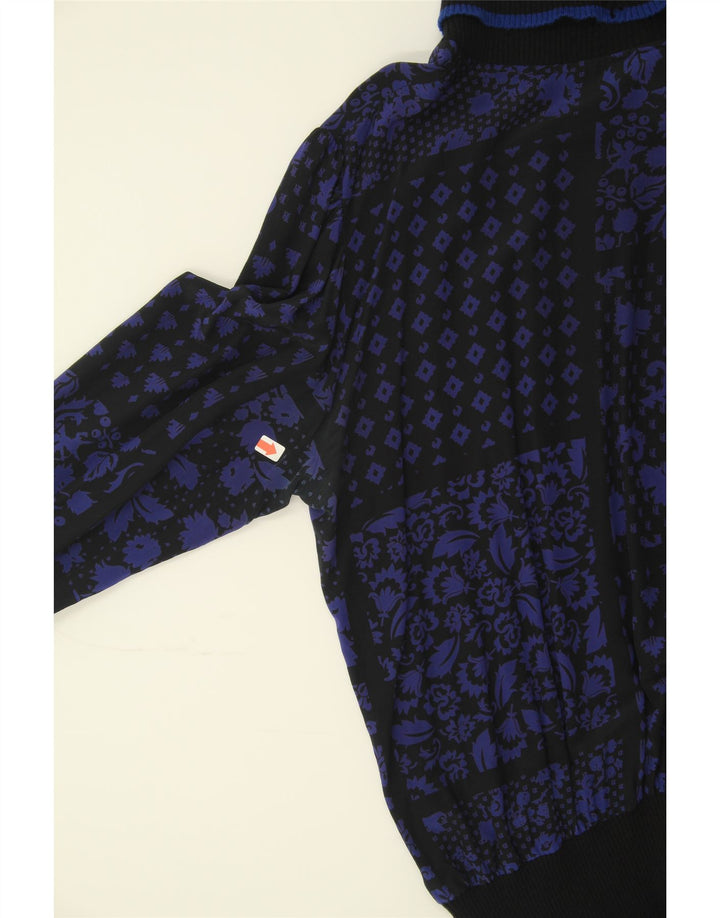GIBI Womens Roll Neck Jumper Sweater UK 14 Large Navy Blue Patchwork Vintage Gibi and Second-Hand Gibi from Messina Hembry 
