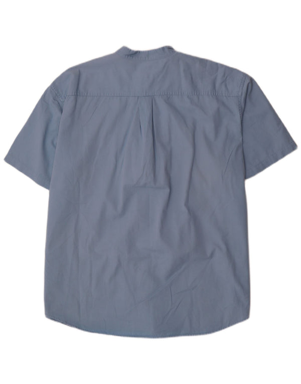 DOCKERS Mens Stain Defender Short Sleeve Shirt 2XL Blue Cotton