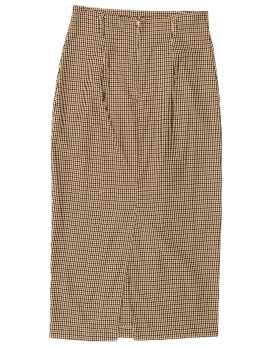 BENETTON Womens Midi Skirt IT 44 Medium W28 Beige Check Wool