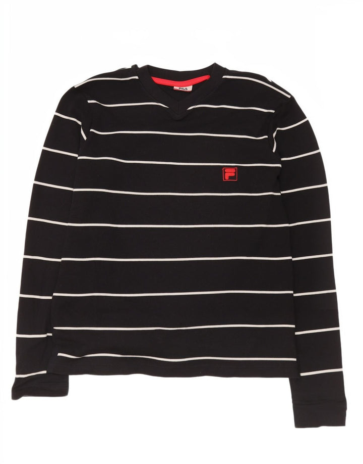 Fila Mens Regular Top Long Sleeve Medium Black Striped Cotton
