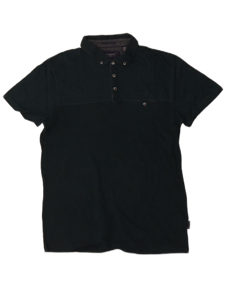 Ted Baker Mens Polo Shirt Size 3 Medium Green Flecked Cotton