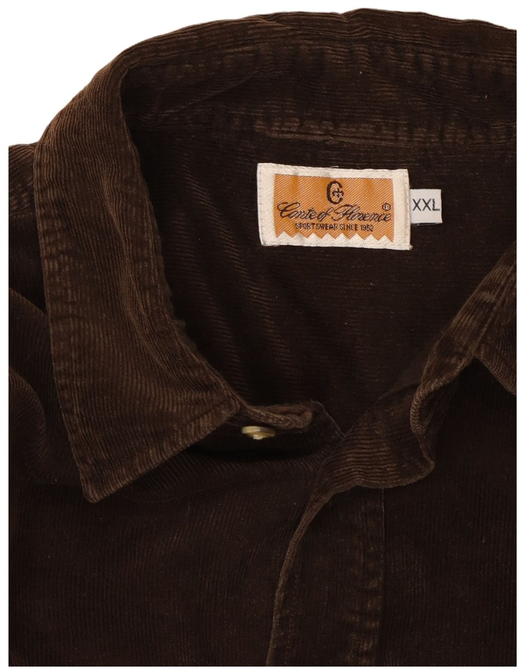 CONTE OF FLORENCE Mens Corduroy Shirt 2XL Brown Cotton