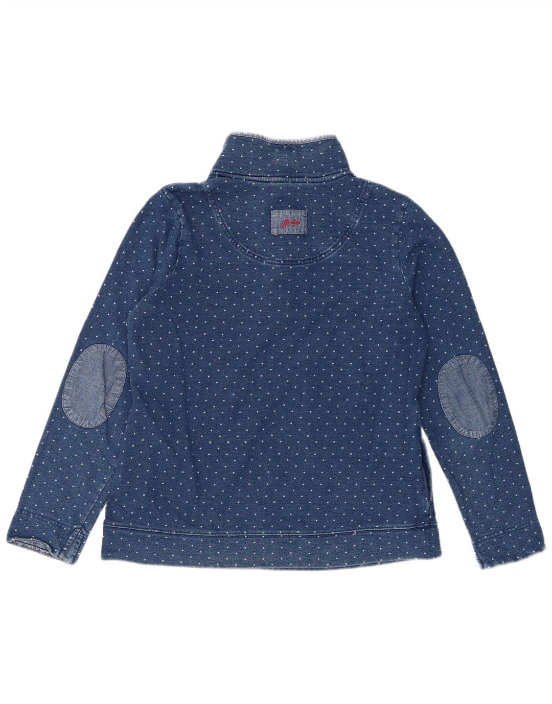 Joules Womens Button Neck Sweatshirt Jumper UK 12 Medium Blue Polka Dot