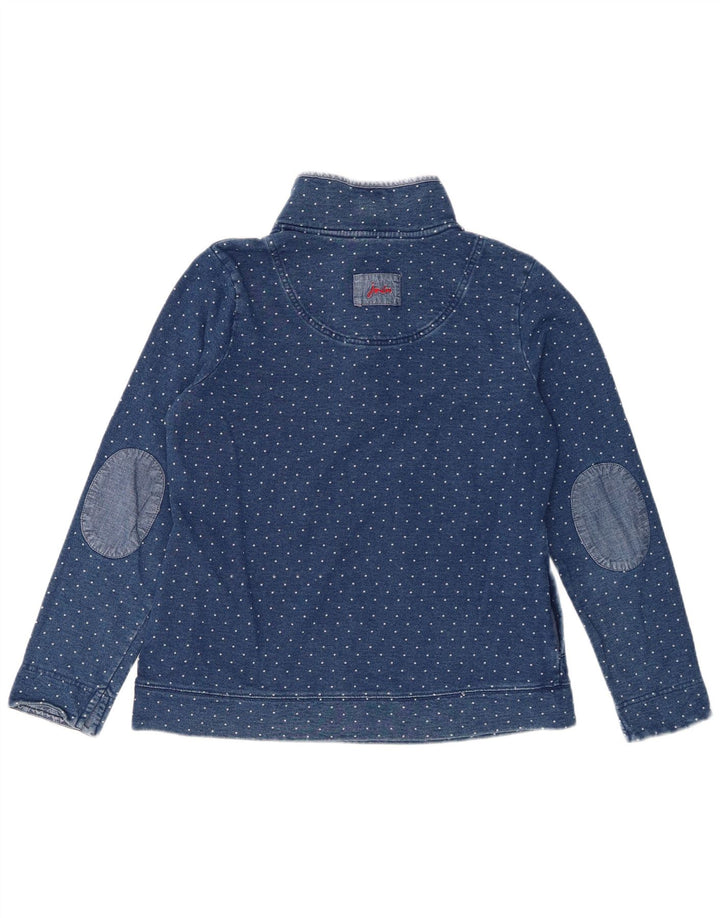 Joules Womens Button Neck Sweatshirt Jumper UK 12 Medium Blue Polka Dot