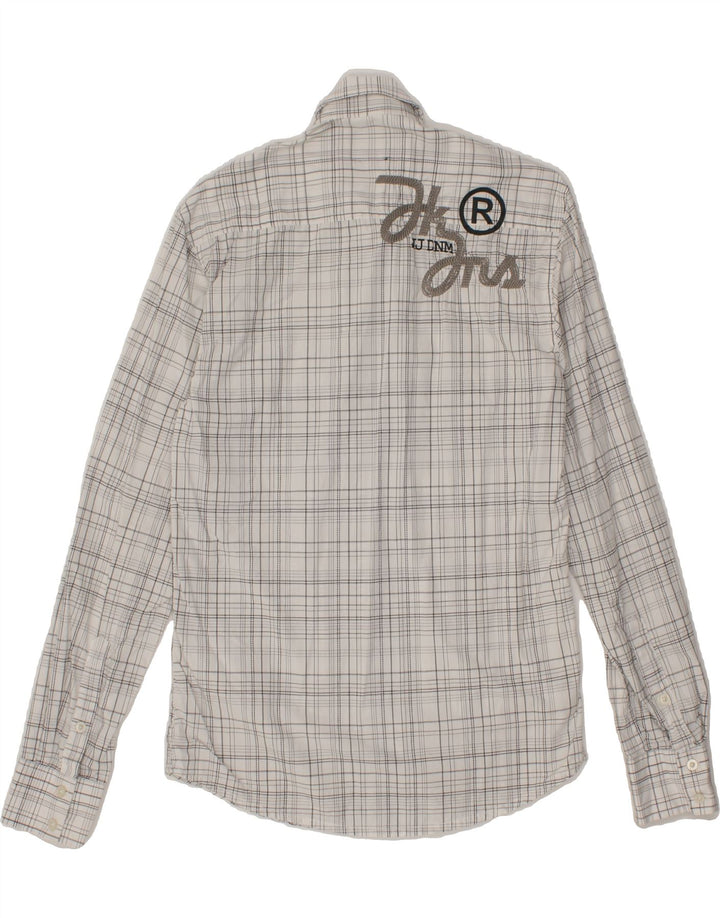 JACK & JONES Mens Graphic Shirt Small White Check Cotton Vintage Jack & Jones and Second-Hand Jack & Jones from Messina Hembry 