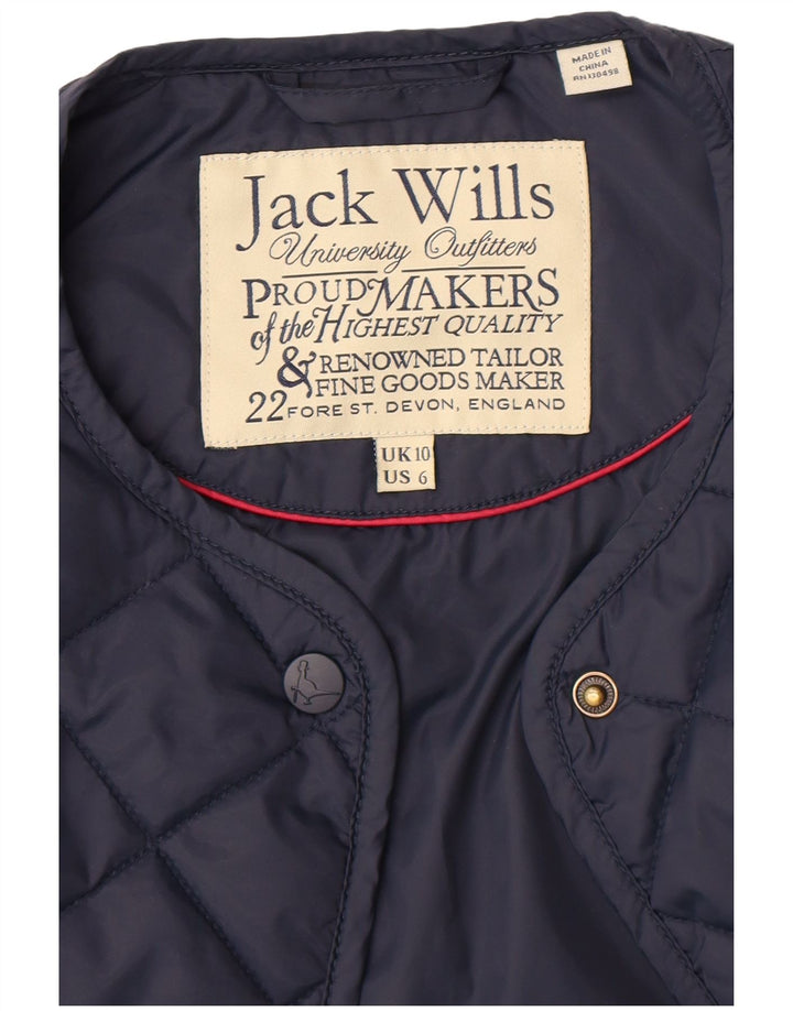 JACK WILLS Womens Quilted Jacket UK 10 Small  Navy Blue
