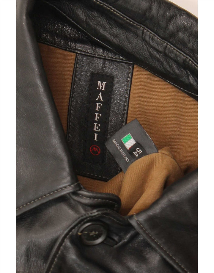 Maffei Mens Leather Jacket IT 54 2XL Black
