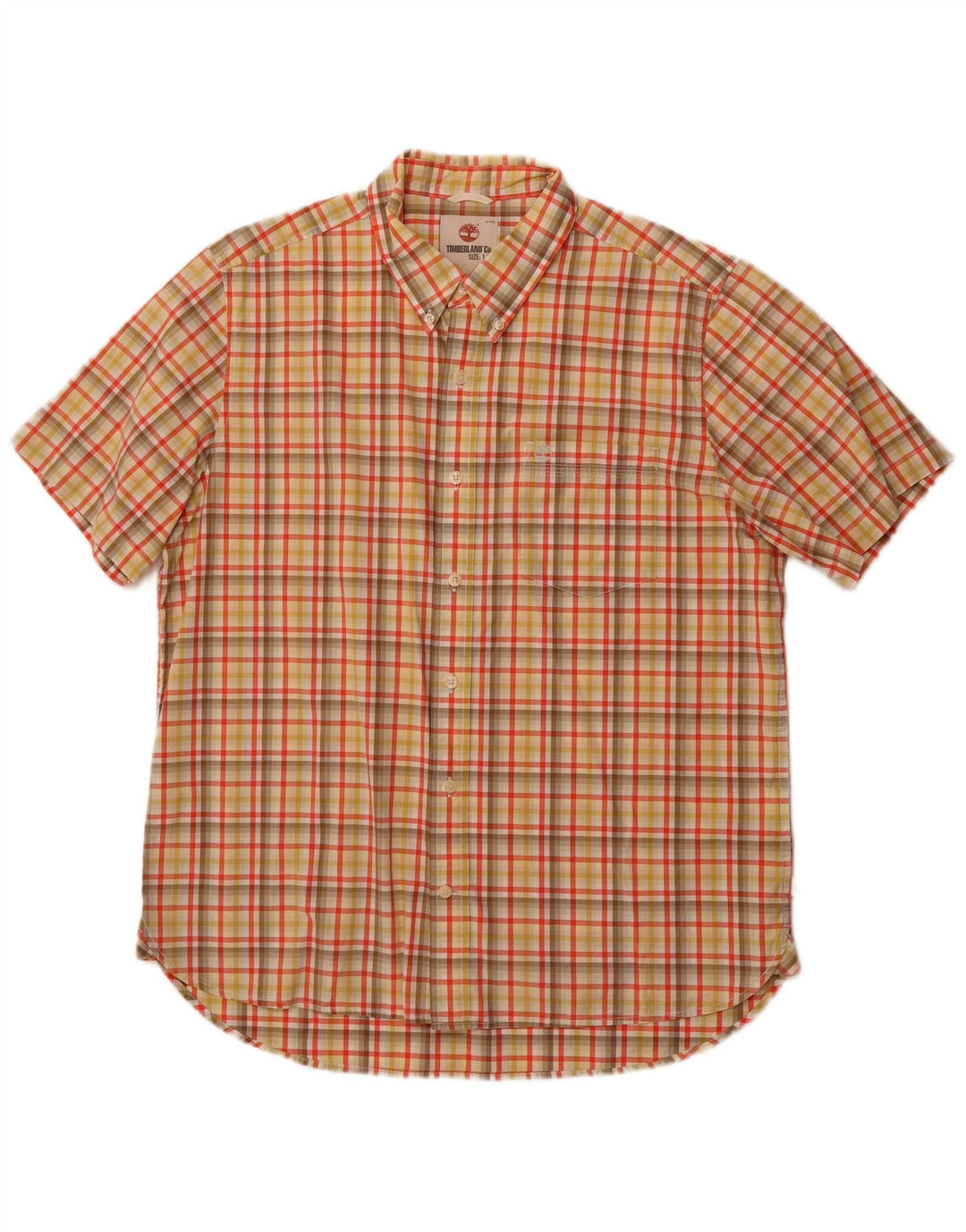 TIMBERLAND Mens Grant Fit Regular Fit Shirt Large Orange Check
