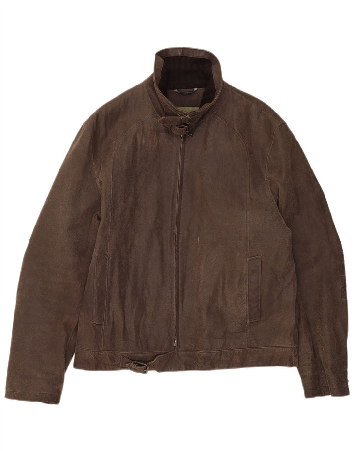 Basic Mens Leather Jacket IT 52 XL Brown Leather