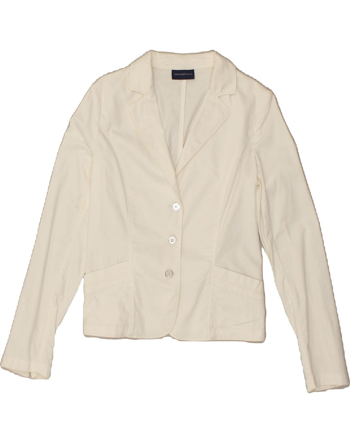 TRUSSARDI JEANS Womens 3 Button Blazer Jacket IT 44 Medium White Cotton Vintage Trussardi Jeans and Second-Hand Trussardi Jeans from Messina Hembry 