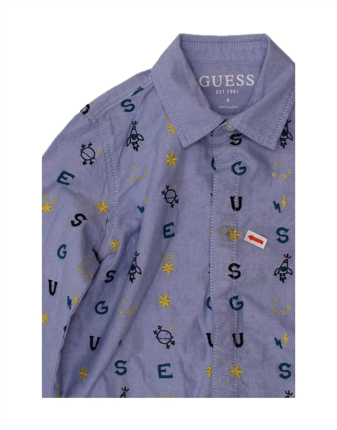 GUESS Boys Graphic Shirt 3-4 Years Blue Cotton