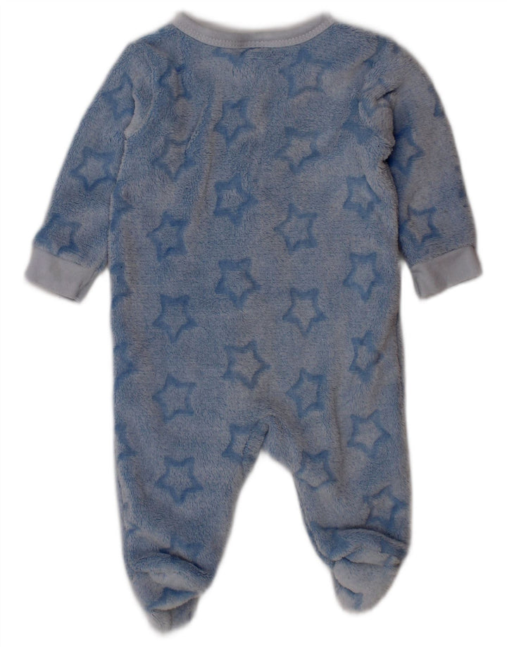 DKNY Baby Boys Abstract Pattern Fleece Jumpsuit 0-3 Months  Blue Polyester