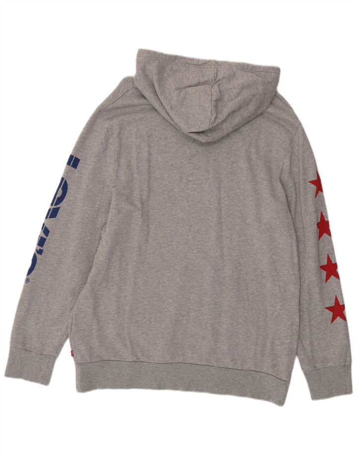 LEVI'S Mens Graphic Hoodie Jumper XL Grey Cotton