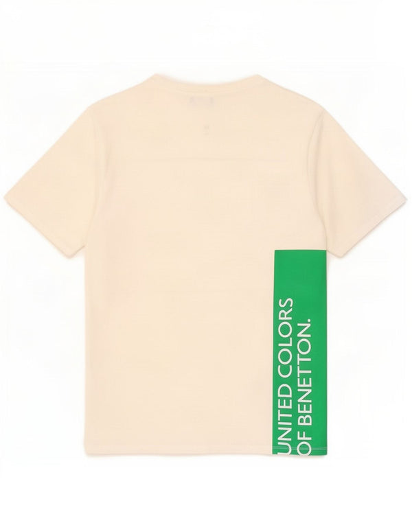 Benetton Womens Graphic T-Shirt Top UK 18 XL Off White Cotton