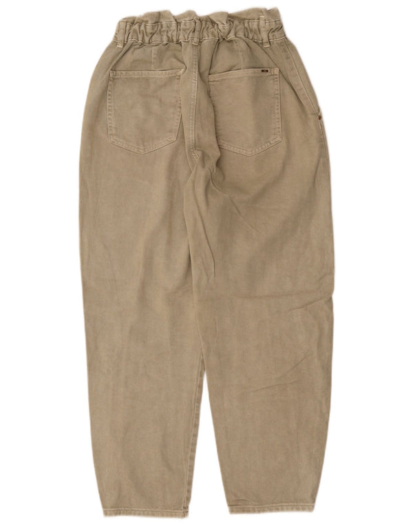 Zara Womens High Waist Crop Tapered Jeans EU 40 Medium W30 L25 Beige Cotton