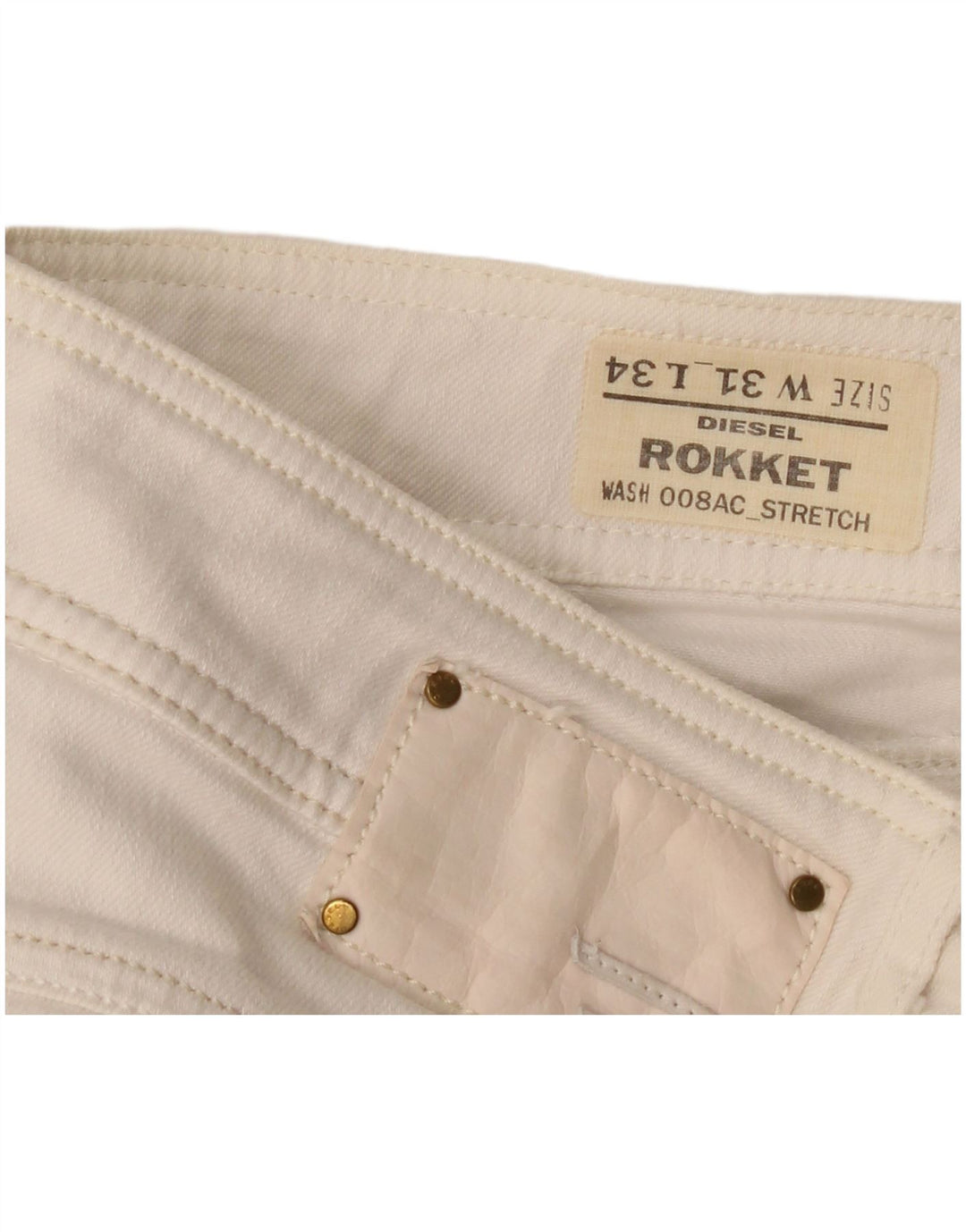 Diesel Womens Rokket Slim Jeans W31 L28 Off White Cotton