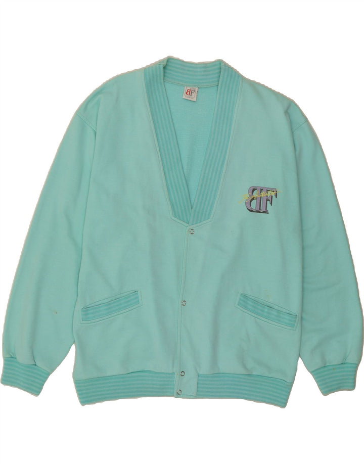 BELFE Mens Cardigan Sweater UK 40 Medium Turquoise Cotton Vintage Belfe and Second-Hand Belfe from Messina Hembry 