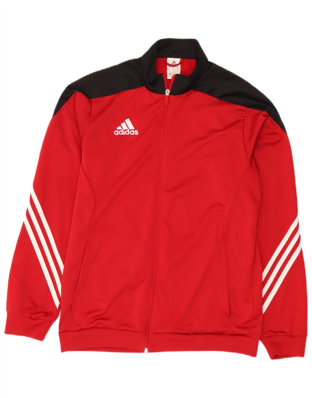 Adidas Mens Tracksuit Top Jacket Medium Red Colourblock Polyester