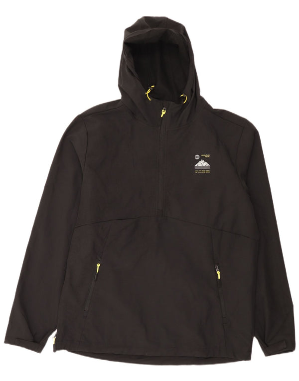 Crivit Mens Hooded Pullover Rain Jacket UK 38/40  Medium Black Polyester