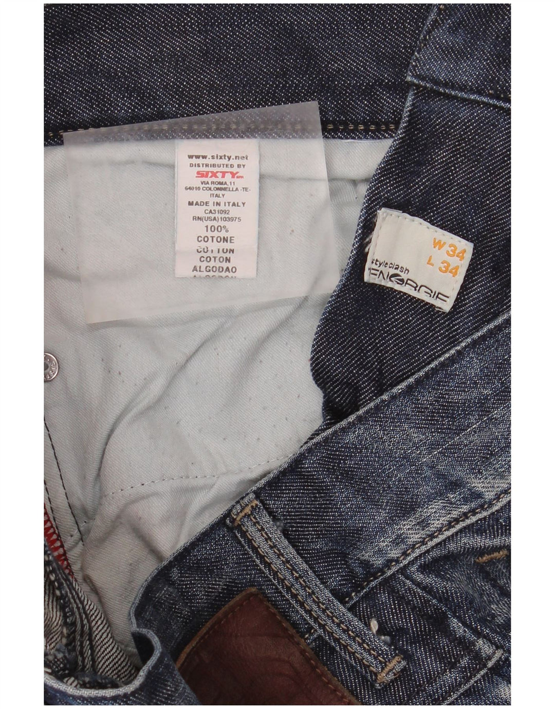 ENERGIE Mens Straight Jeans W34 L34 Blue Cotton