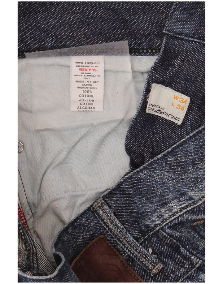 ENERGIE Mens Straight Jeans W34 L34 Blue Cotton