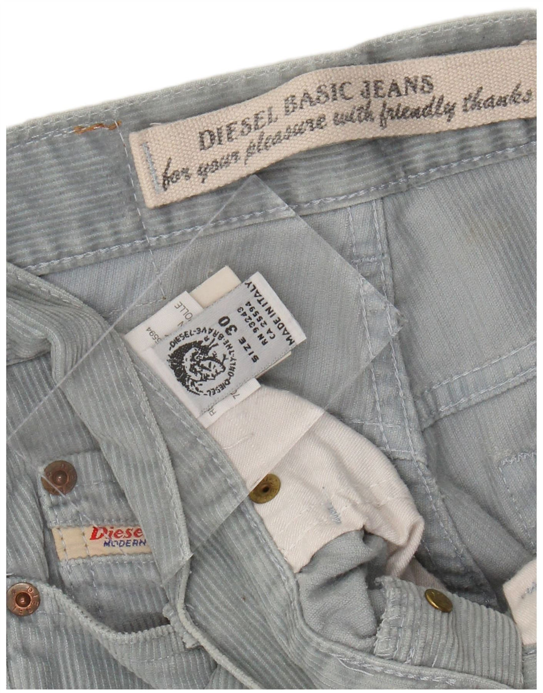 DIESEL Mens Straight Corduroy Trousers W30 L31 Blue Cotton