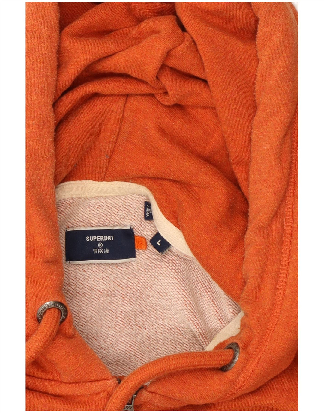 Superdry Mens Zip Hoodie Sweater Large Orange Cotton