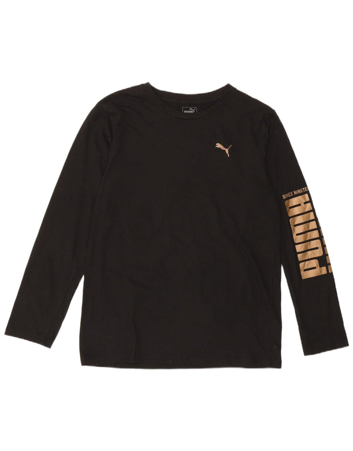 PUMA Girls Graphic Top Long Sleeve 15-16 Years XL  Black Cotton