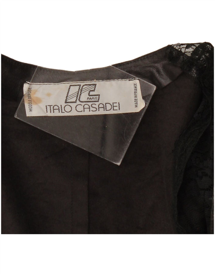 VINTAGE Womens 3/4 Sleeve Cardigan Top UK 10 Small Black