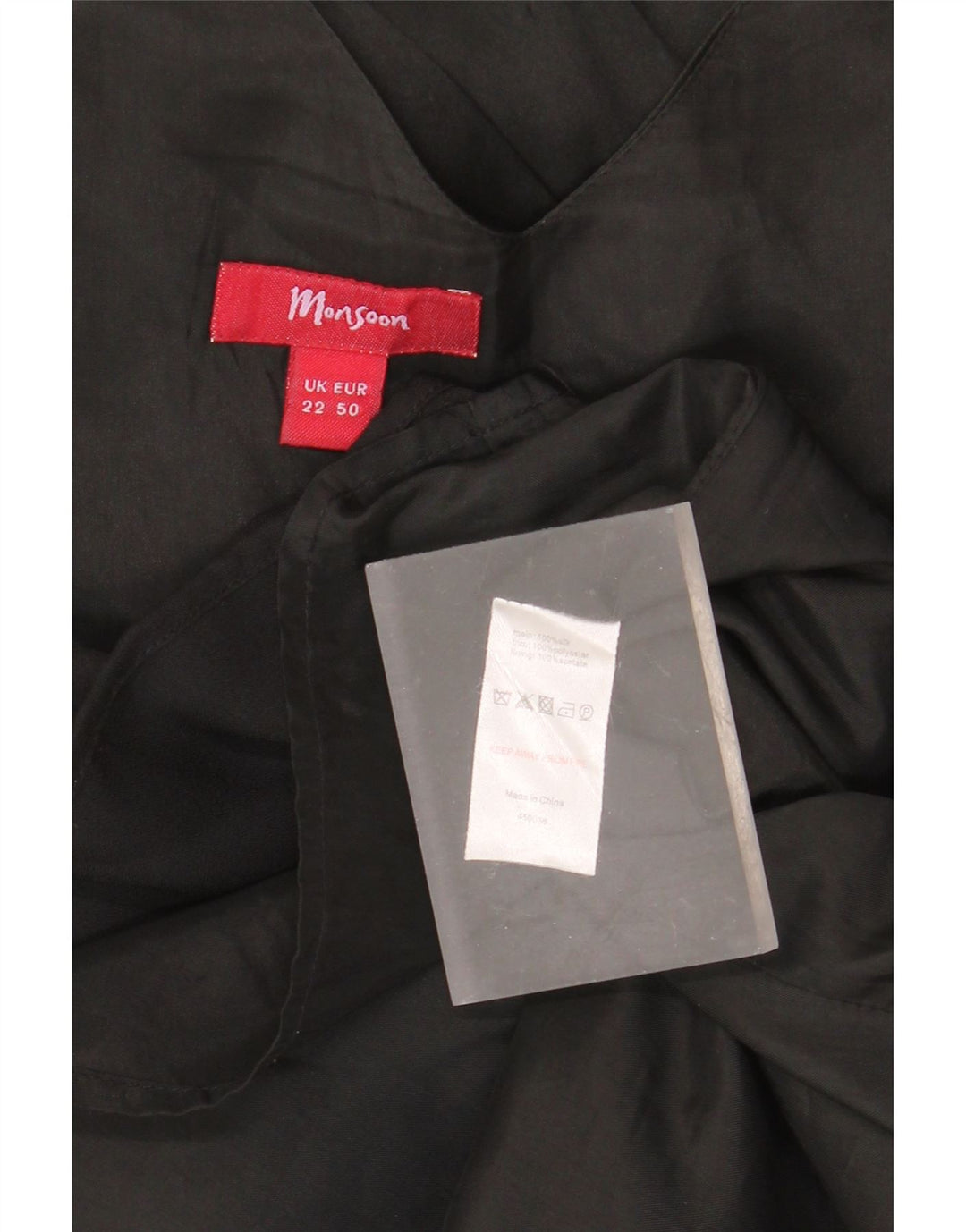 MONSOON Womens Sleeveless Tiered Dress UK 22 3XL Black Silk