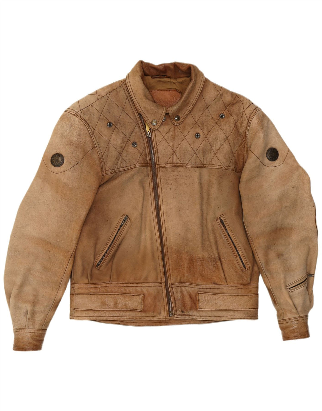 Schuh Mens Leather Jacket UK 42 XL Brown Leather