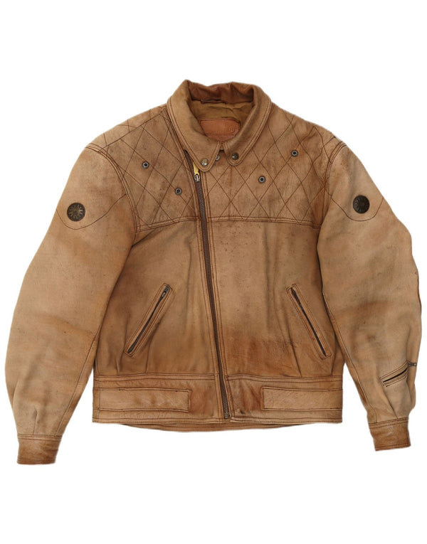 Schuh Mens Leather Jacket UK 42 XL Brown Leather