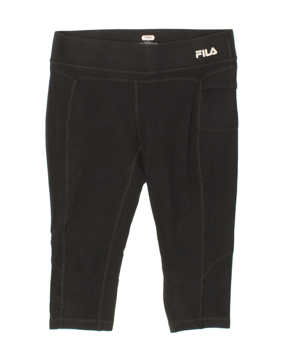 FILA Womens Capri Leggings UK 14 Medium  Black Vintage Fila and Second-Hand Fila from Messina Hembry 