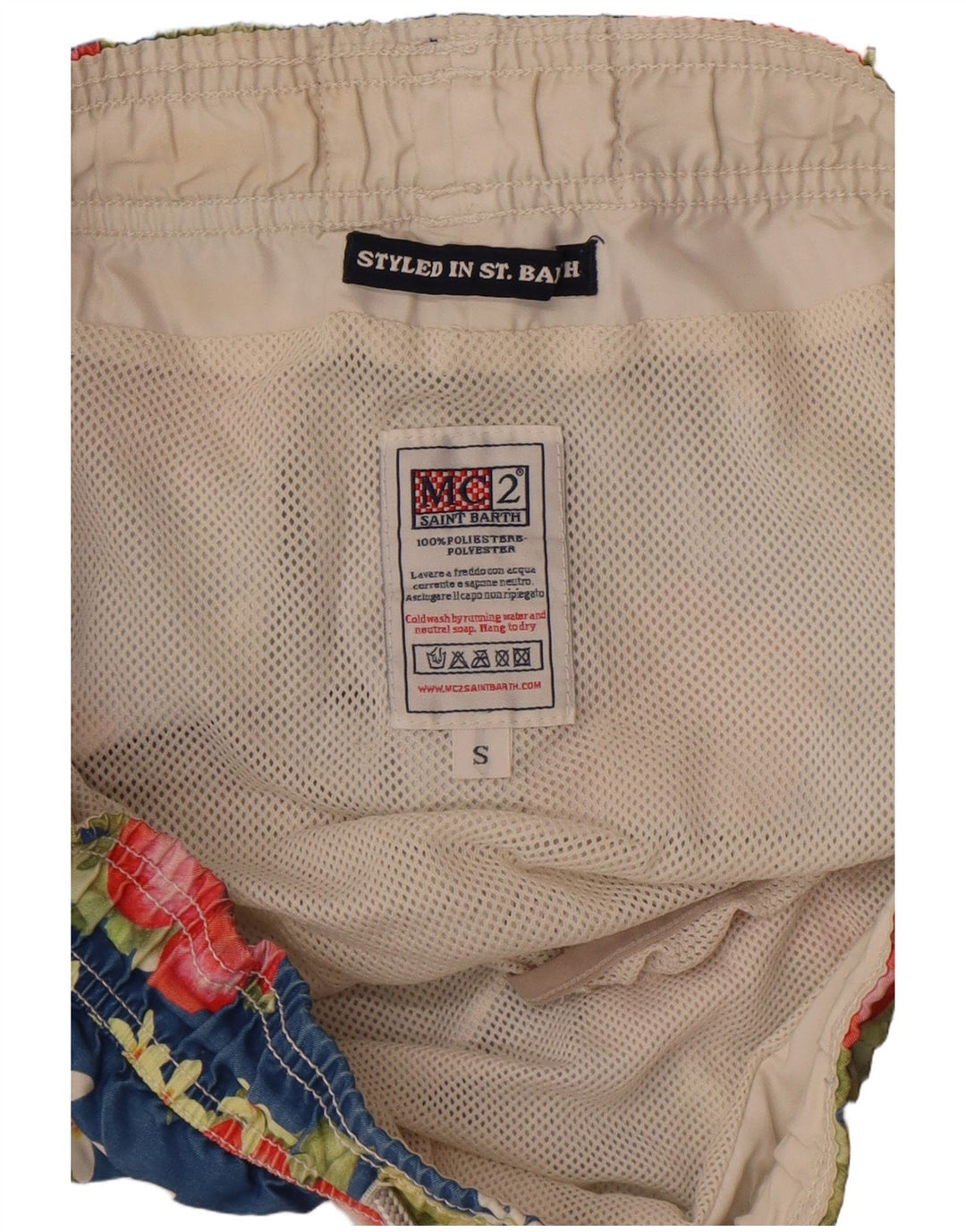 Saint Barth Mens Swimming Shorts Small Blue Floral Polyester