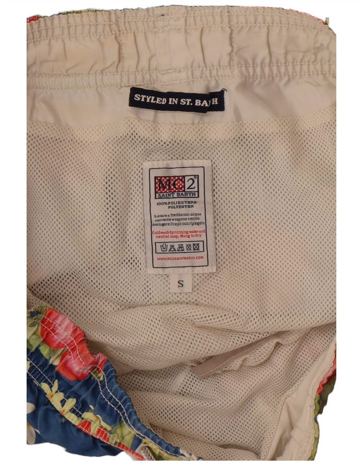 Saint Barth Mens Swimming Shorts Small Blue Floral Polyester