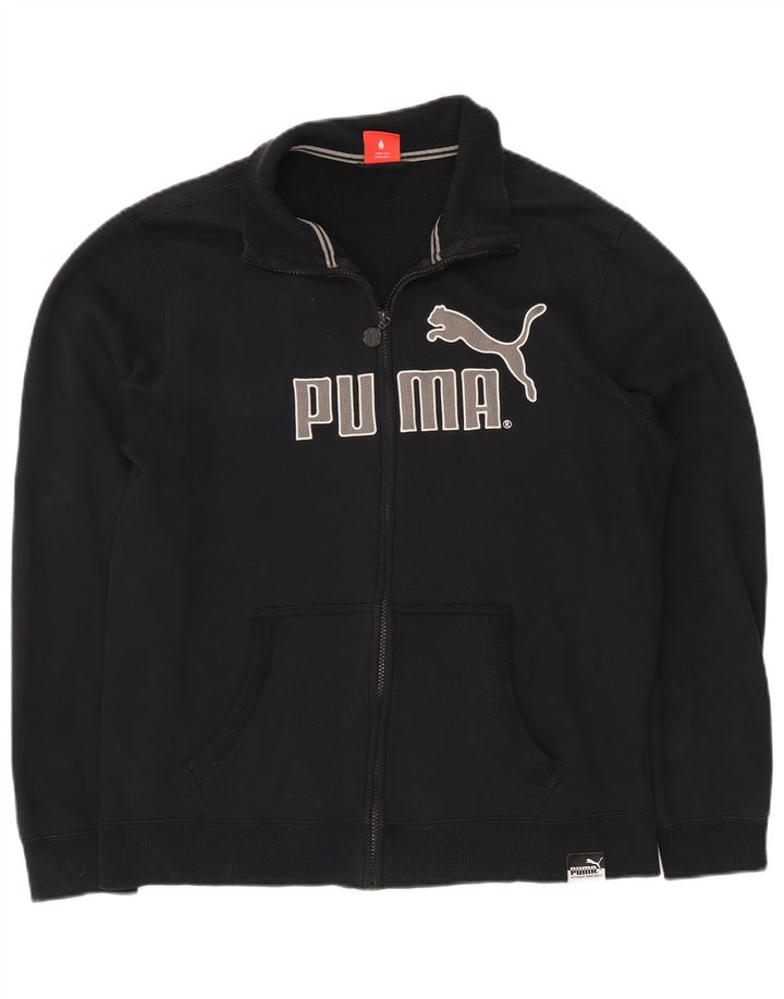 PUMA Mens Graphic Tracksuit Top Jacket Large Black Cotton