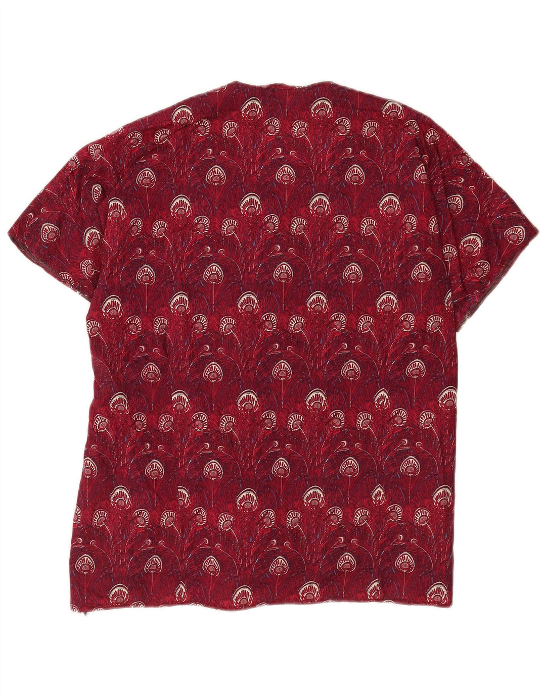 Vintage Womens Abstract Pattern Blouse Top UK 14 Large Burgundy