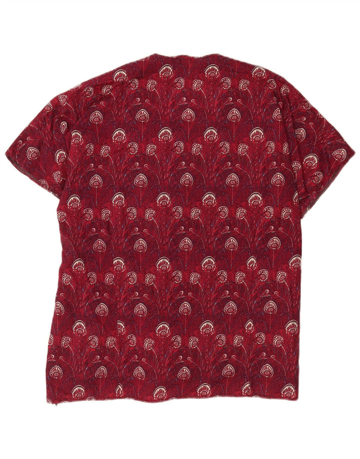 Vintage Womens Abstract Pattern Blouse Top UK 14 Large Burgundy