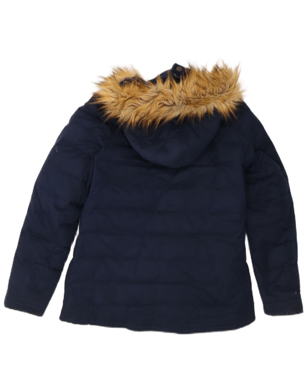 FAT FACE Womens Hooded Padded Jacket UK 10 Small Navy Blue Polyester