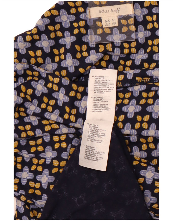 WHITE STUFF Womens A-Line Dress UK 12 Medium Navy Blue Floral Viscose
