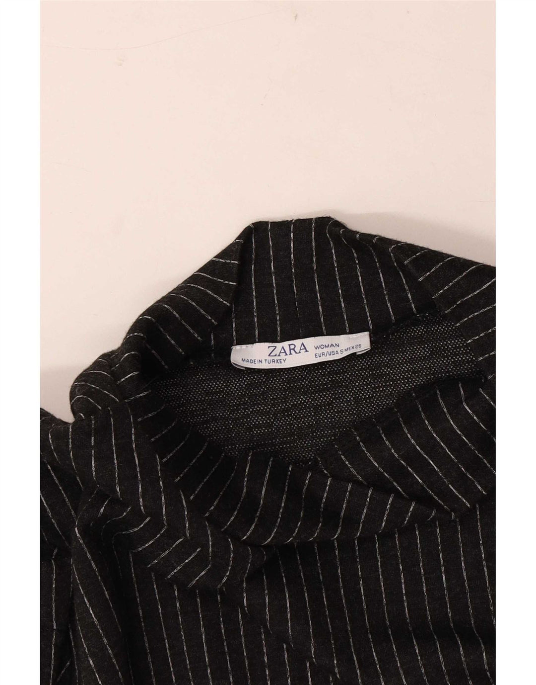 Zara Womens Shift Dress UK 10 Small Black Pinstripe