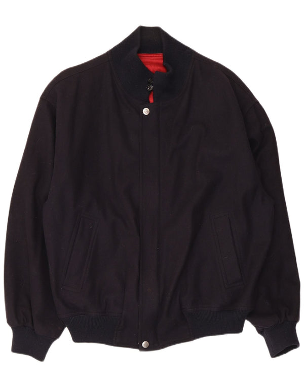 WHITE SAILS Mens Bomber Jacket IT 54 2XL Navy Blue Wool