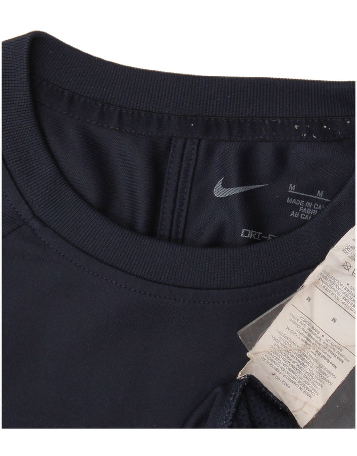 Nike Mens Dri Fit T-Shirt Top Medium Navy Blue Colourblock Polyester